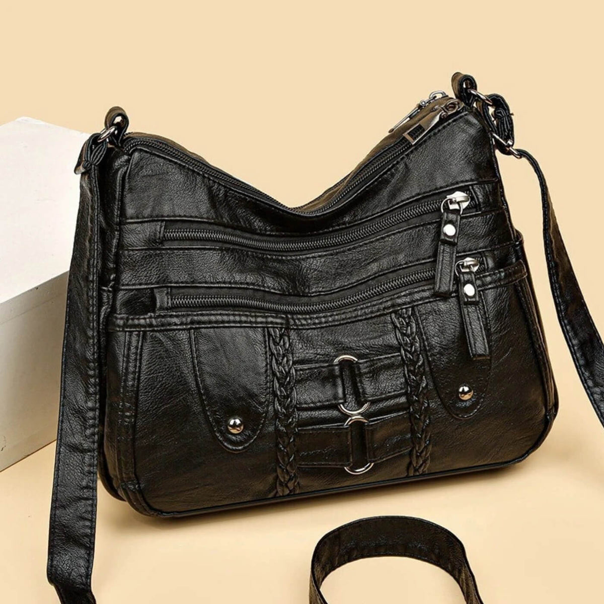 Huguette | Sac Bandoulière Tressé Multi-Zip