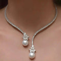 Nicole | Collier Élégant Argenté en Perles
