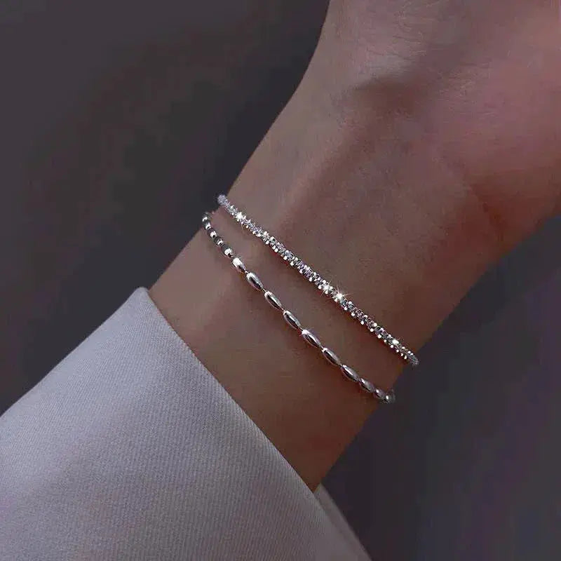 Ludivine | Set de Bracelets Élégants Argentés avec Zircons