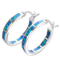 Marianne | Boucles d'Oreilles Rondes Chic en Opale de Feu Bleue
