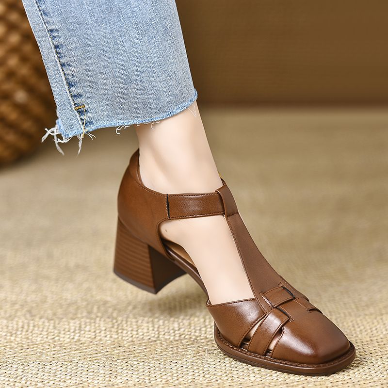 Séléna - Escarpins en Cuir à Bride en T