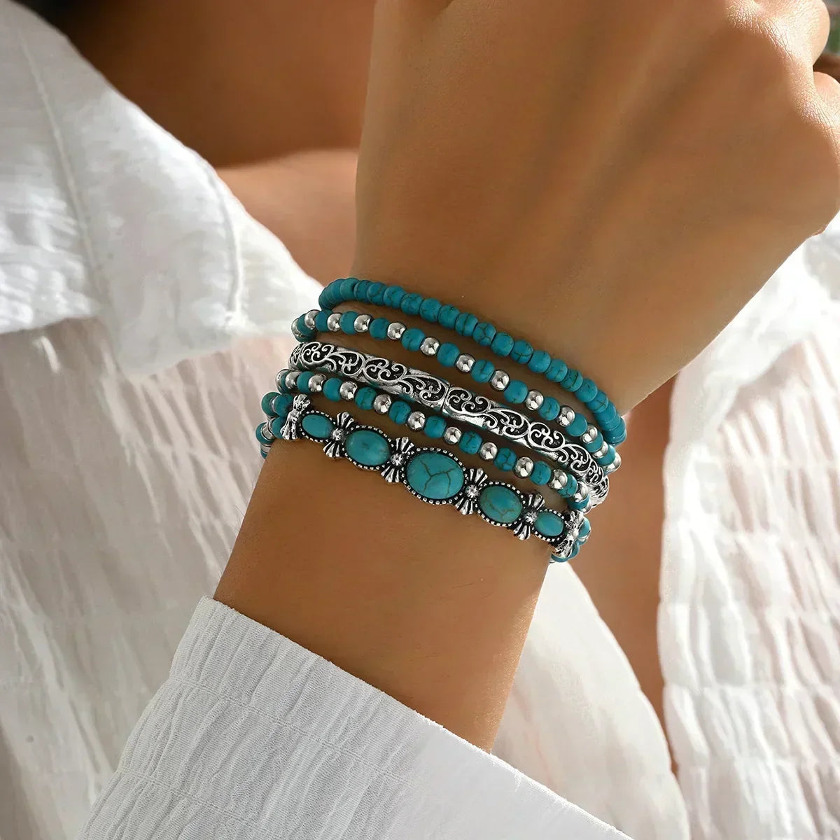 Arlette | Set de Bracelets à Perles Turquoise