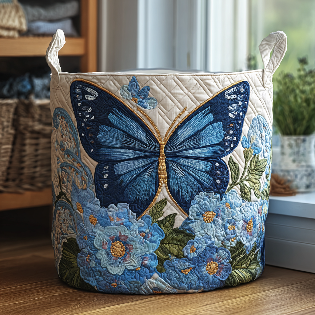 Papillons Sereins | Panier à Linge Matelassé