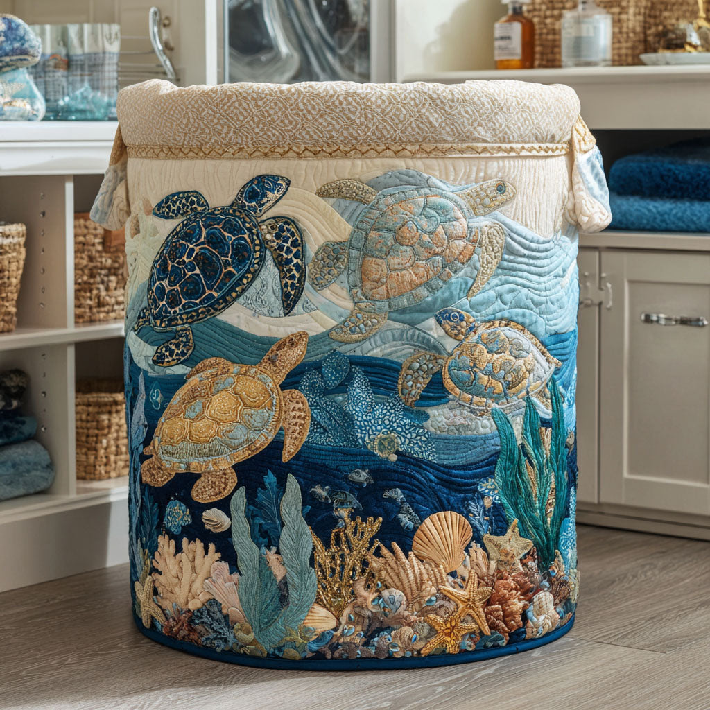 Coquillages Scintillants | Panier à Linge Matelassé