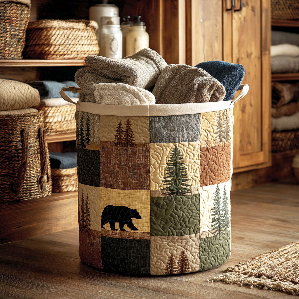 Patchwork des Bois | Panier à Linge Matelassé
