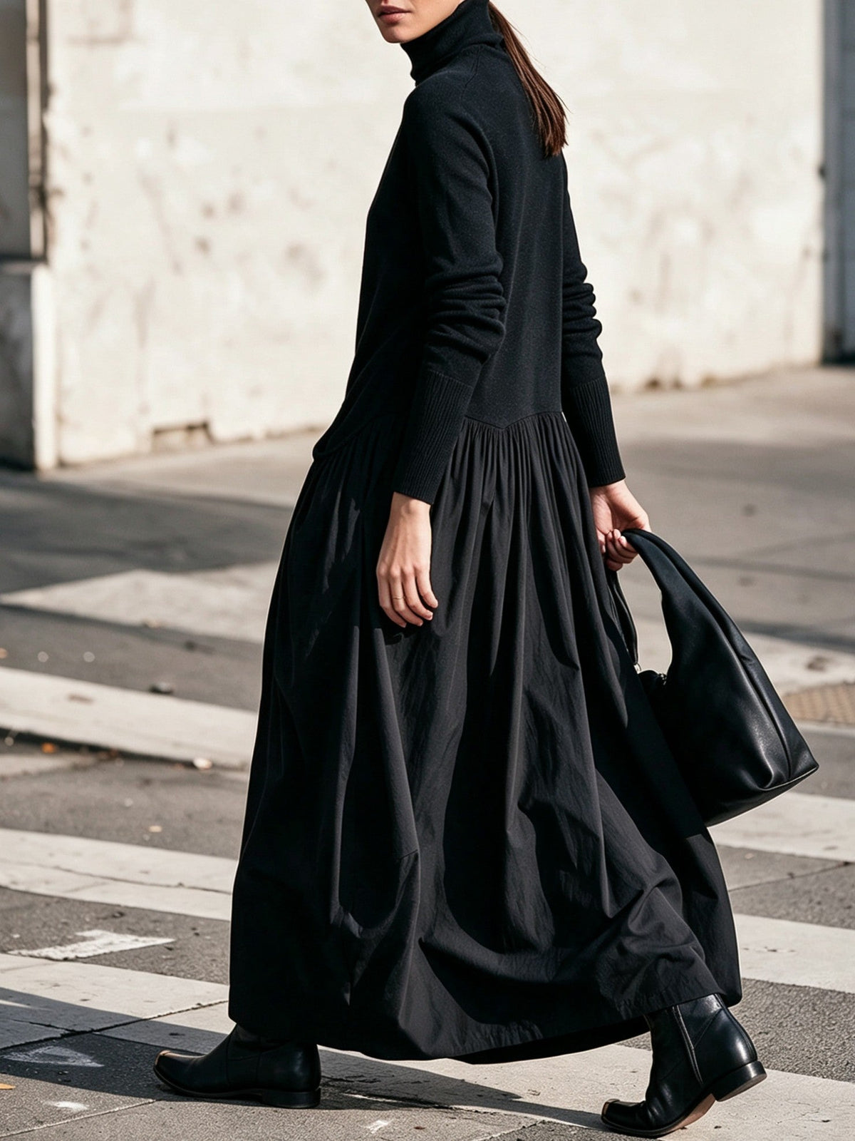 Albane | Robe Longue Oversize à Col Montant avec Poches