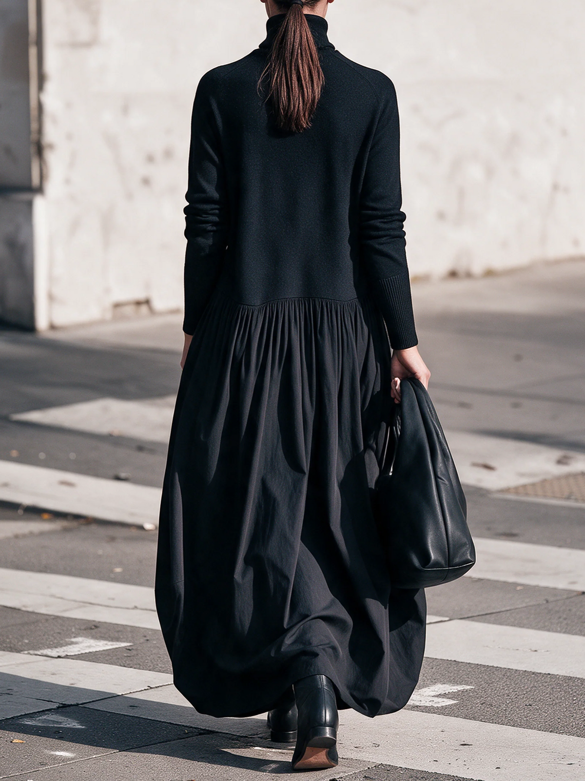 Albane | Robe Longue Oversize à Col Montant avec Poches