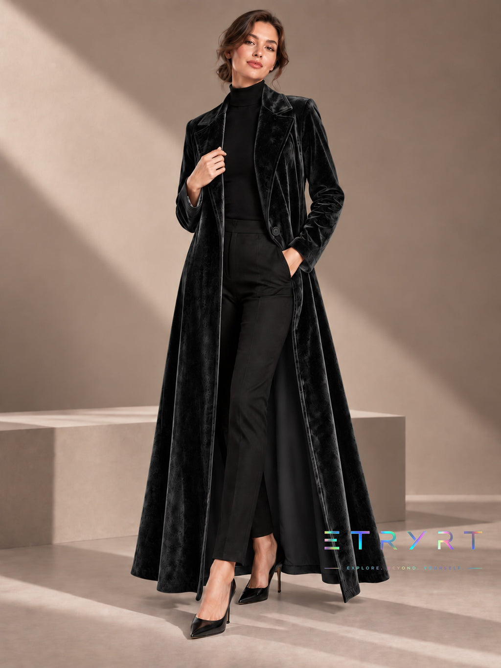 Béatrice | Manteau Long en Velours Ouvert