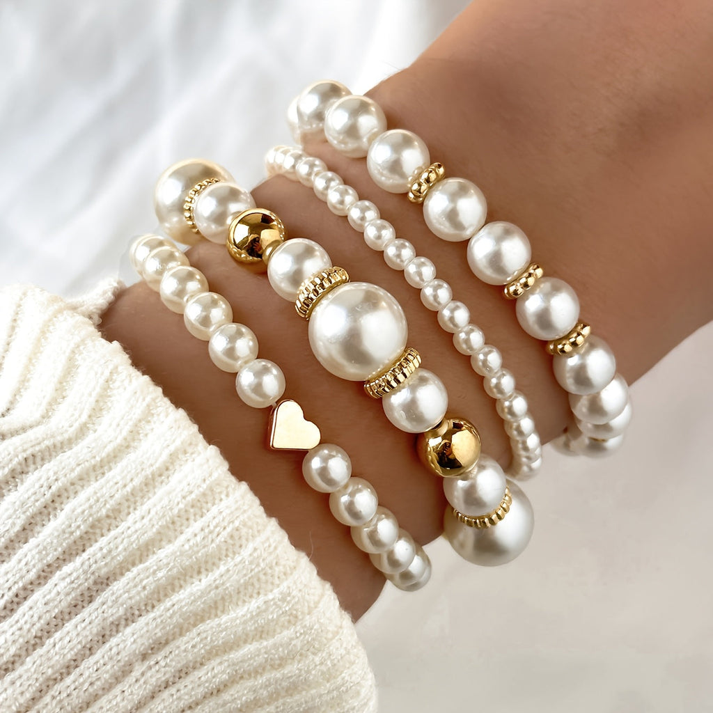 Camille™ | Set de Bracelets Perles et Cœur