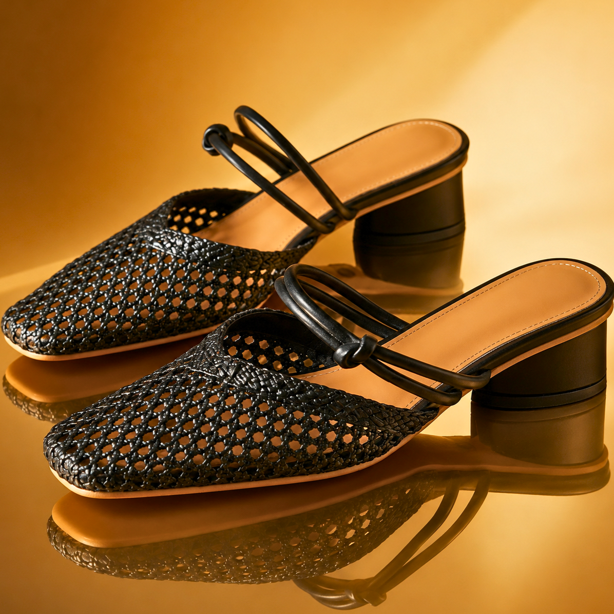 Pia - Mules Tressées à Double Bride