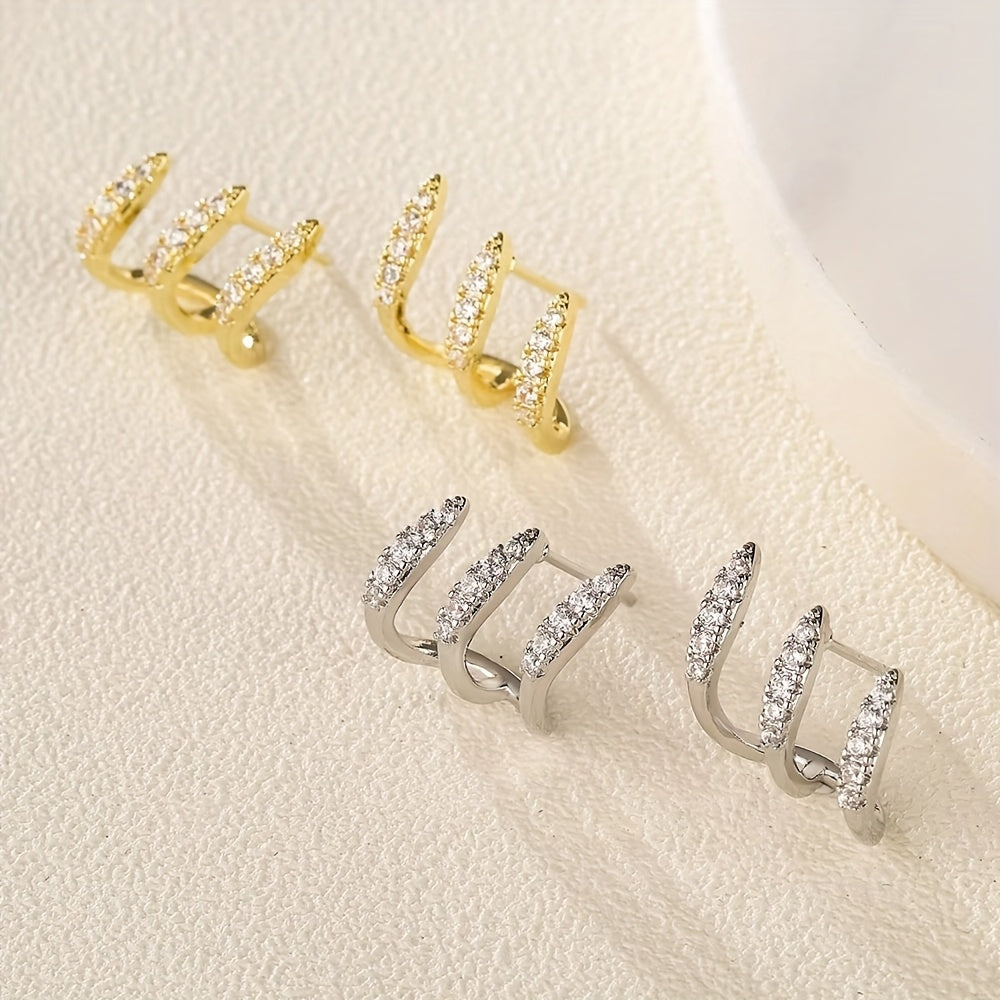 Astrid | Boucles d'Oreilles Triples Élégantes