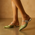 Laura - Mules en Jacquard à Bride Scintillante