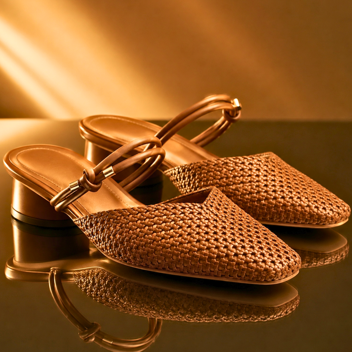 Pia - Mules Tressées à Double Bride