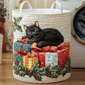 Sieste de Chat à Noël | Panier à Linge Matelassé