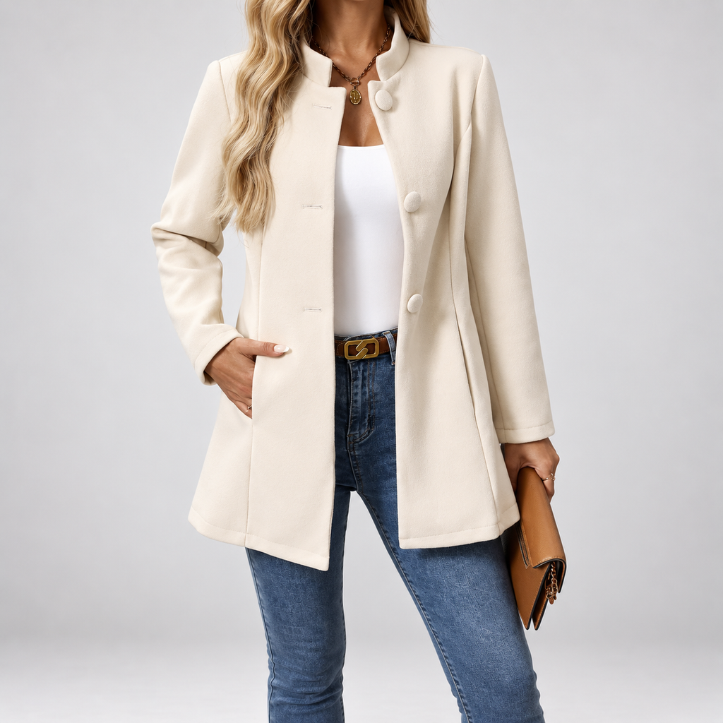 Emmanuelle | Manteau Effet Laine à Col Montant