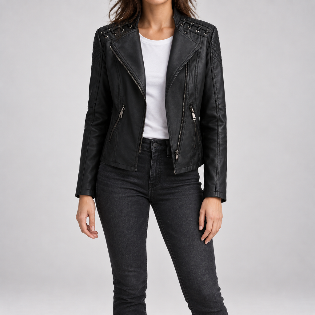 Maud | Veste Motard Matelassée Asymétrique