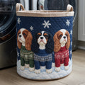 Trio de Cavaliers King Charles | Panier à Linge Matelassé