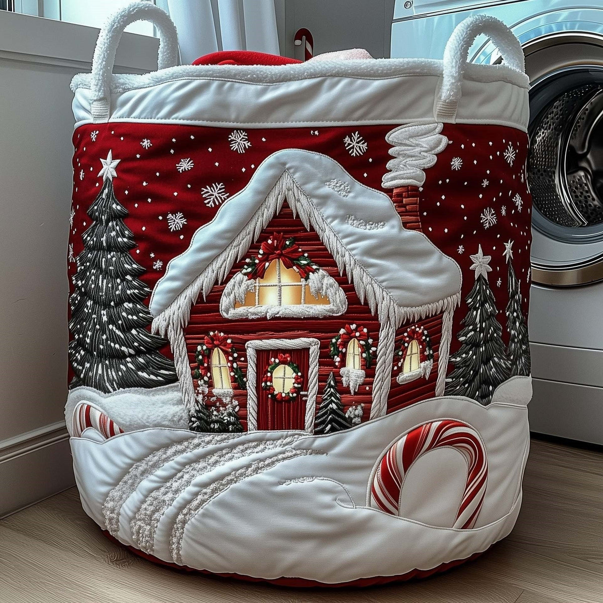 Cabane de Noël Pourpre | Panier à Linge Matelassé
