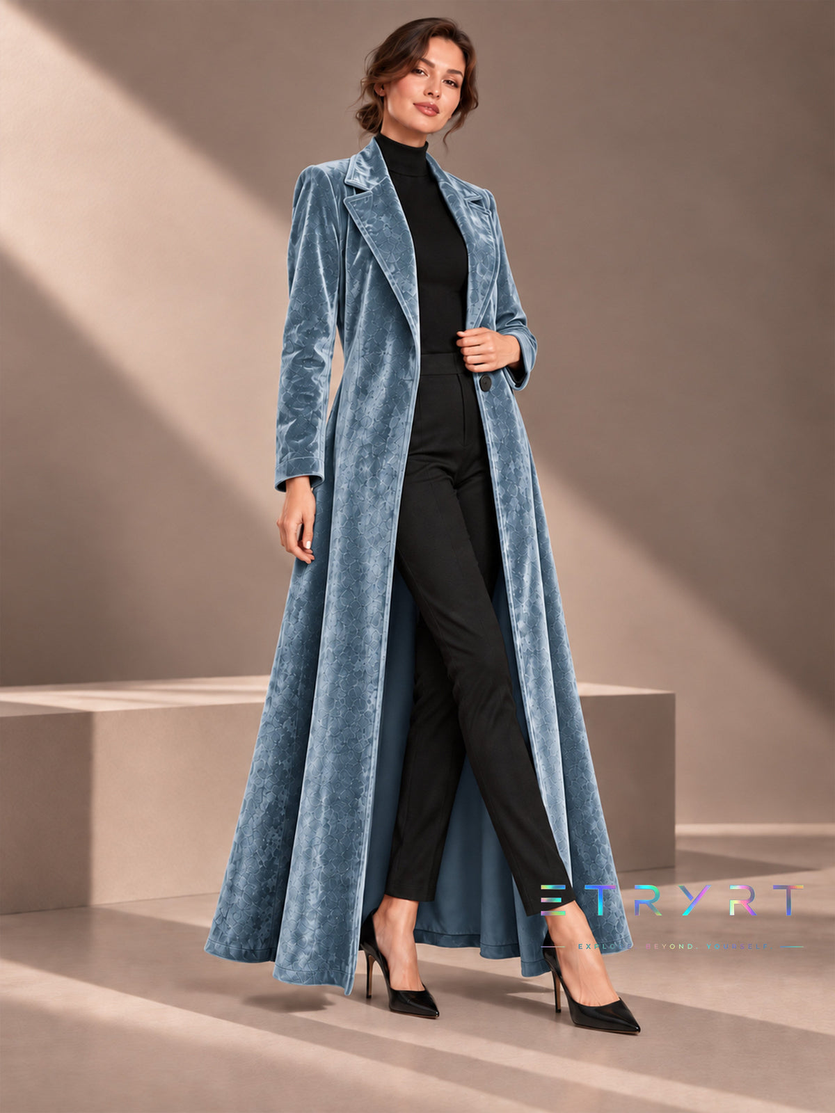 Béatrice | Manteau Long en Velours Ouvert