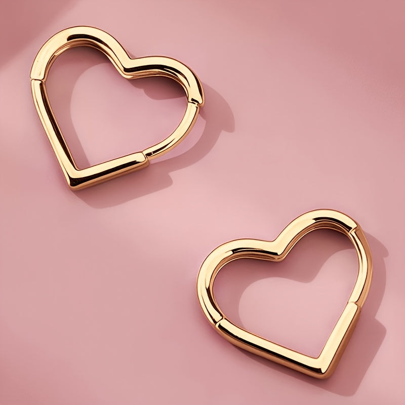 Mariette | Boucles d'Oreilles Cœur Dorées en Acier Inoxydable
