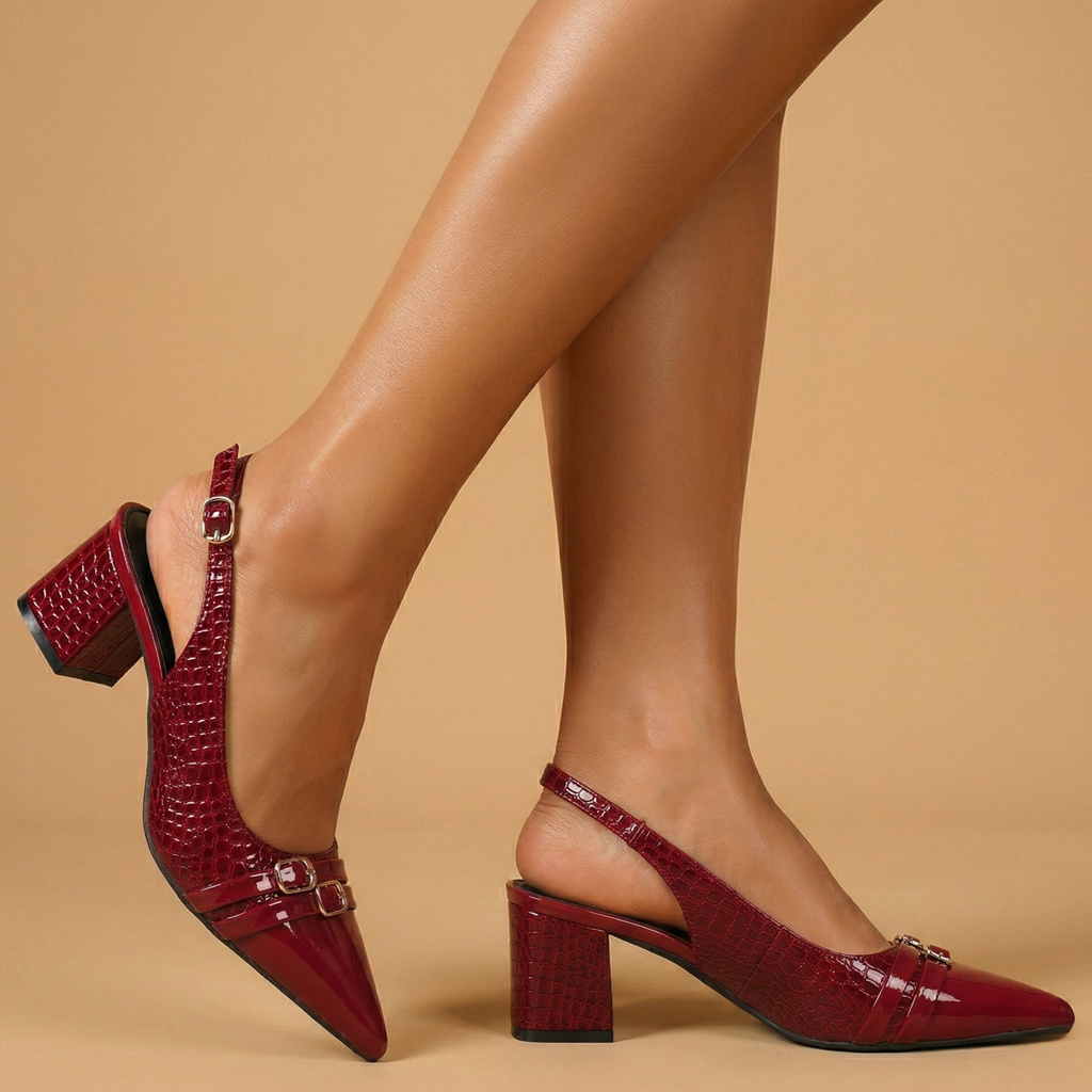 Zoélie - Ballerines Slingback Effet Croco