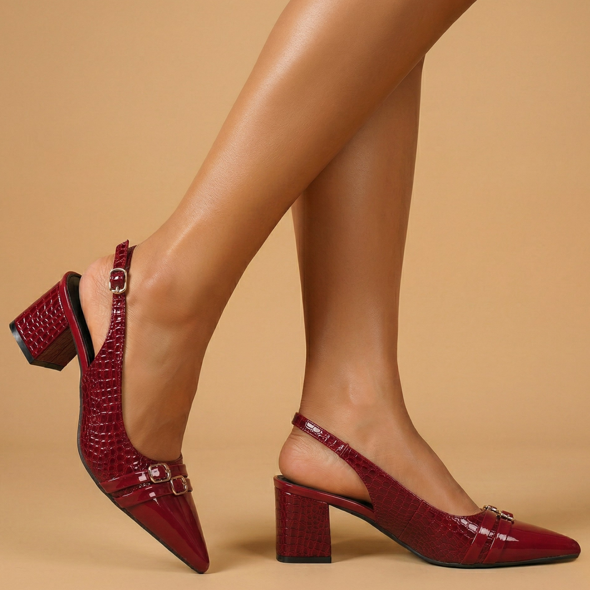Zoélie - Ballerines Slingback Effet Croco