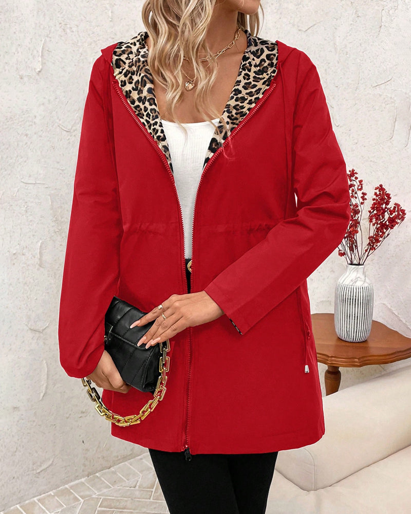 Anouk | Manteau Réversible à Capuche Imprimé Léopard