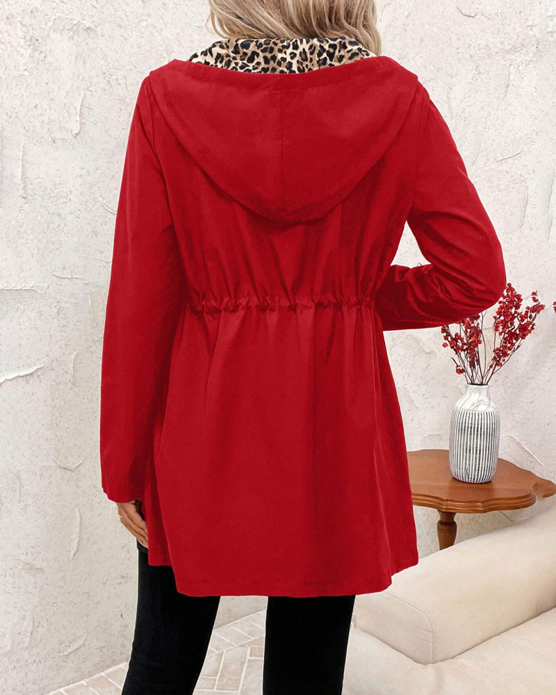 Anouk | Manteau Réversible à Capuche Imprimé Léopard