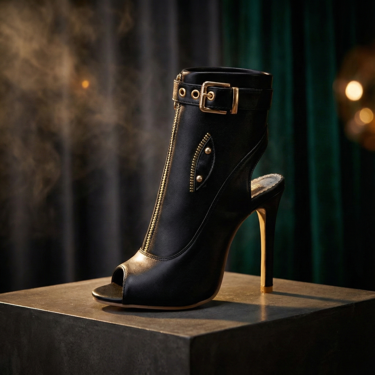 Félicité - Bottines Stiletto à Accents Dorés