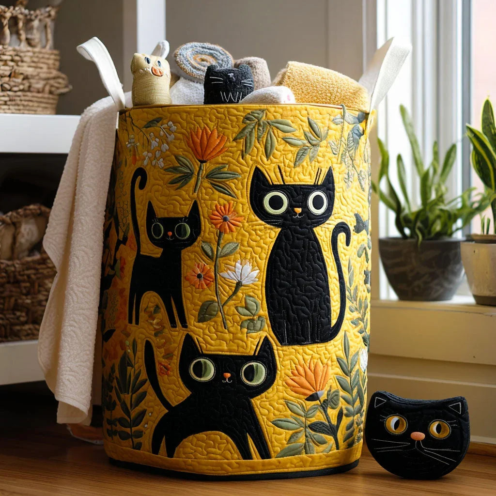 Chats du Jardin Doré | Panier à Linge Matelassé