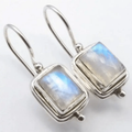 Lucile™ | Boucles d'Oreilles Pierre de Lune Dorées Carrées
