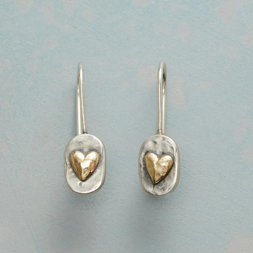 Micheline | Boucles d'Oreilles Cœur Argentées et Dorées