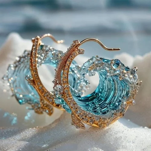 Lucette | Boucles d'Oreilles Vague de l'Océan
