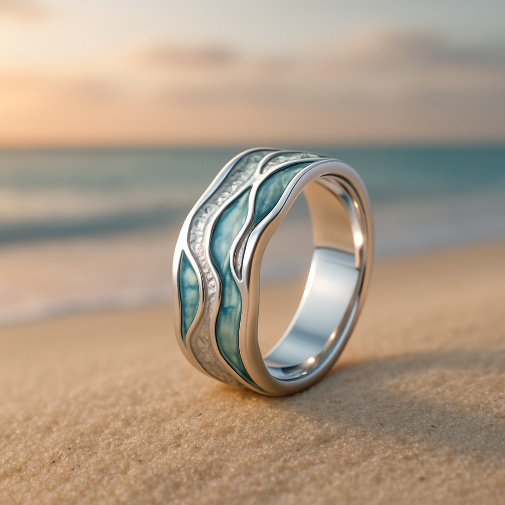 Lou | Bague Vague Turquoise Argentée