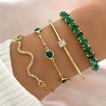 Daphné | Set de Bracelets Vintage à Zircons Verts