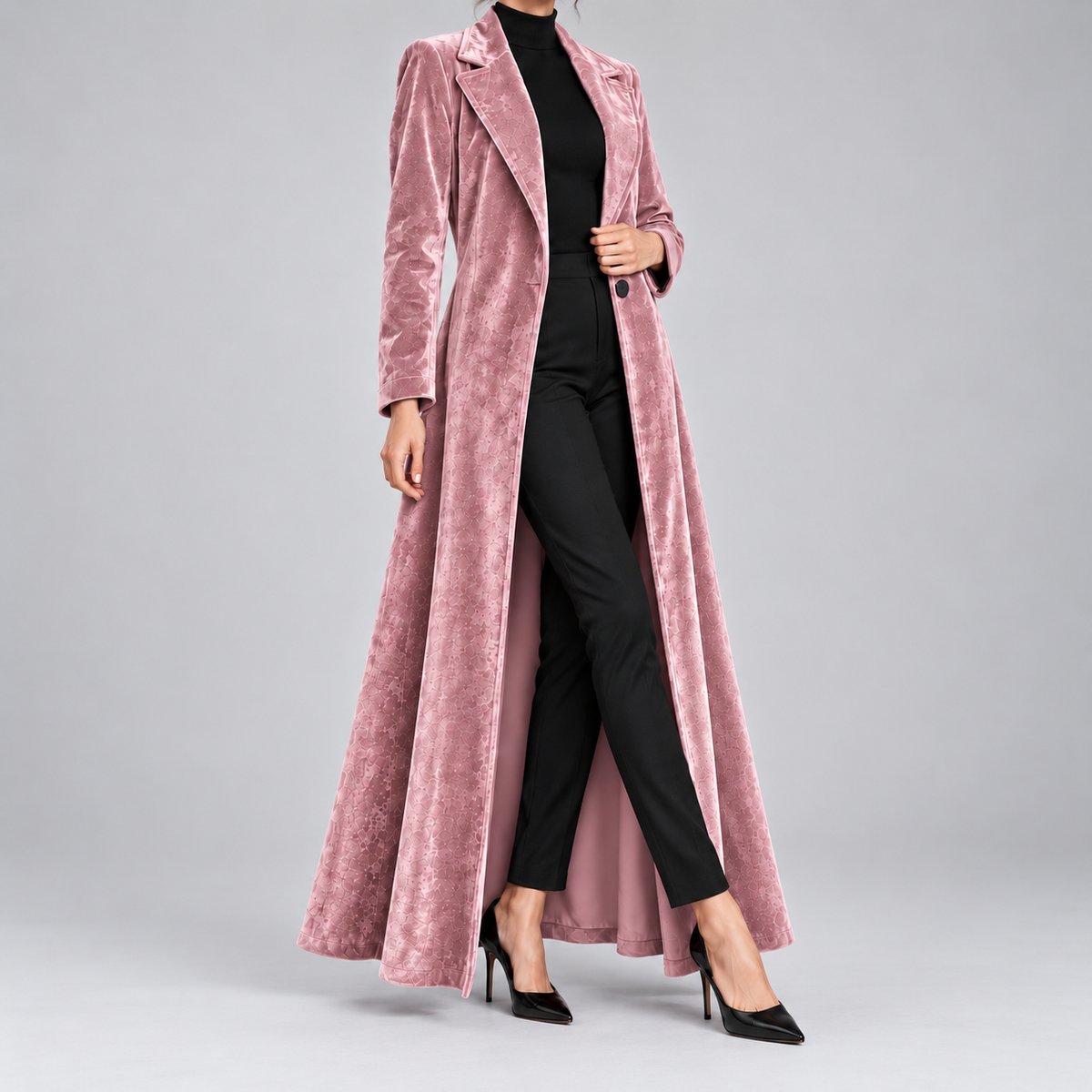 Béatrice | Manteau Long en Velours Ouvert