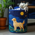 Compagnon Doré au Clair de Lune | Panier à Linge Matelassé