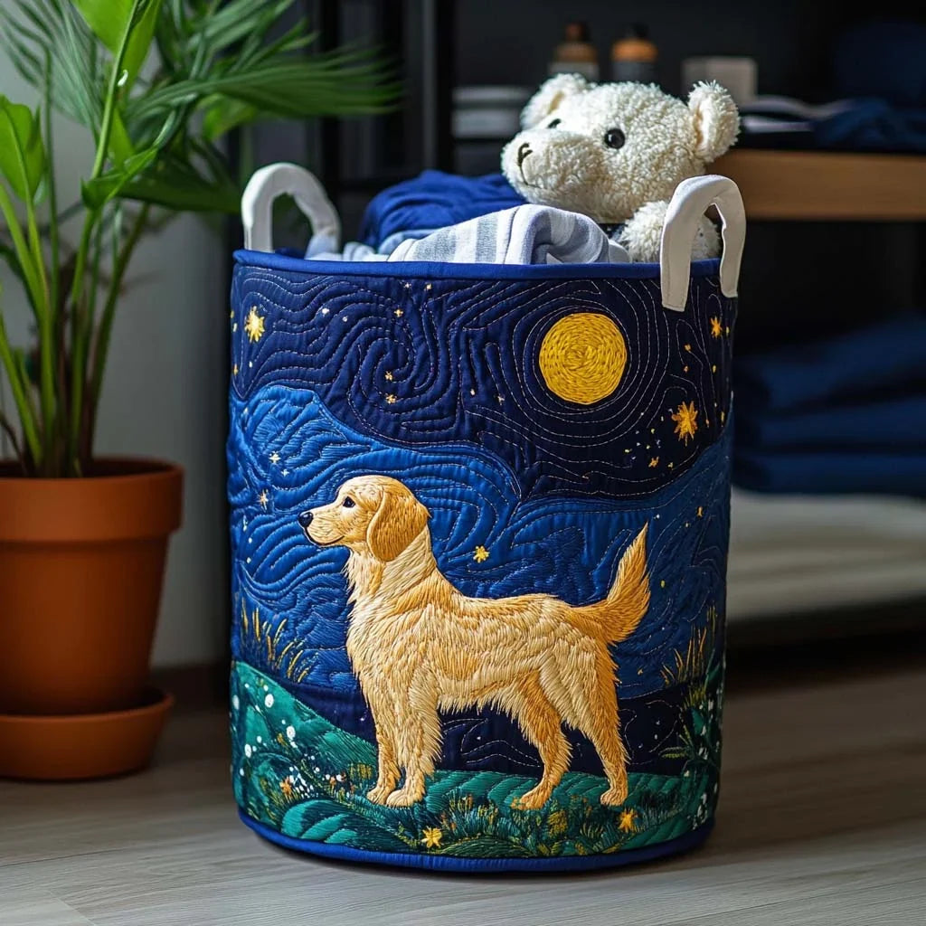 Compagnon Doré au Clair de Lune | Panier à Linge Matelassé
