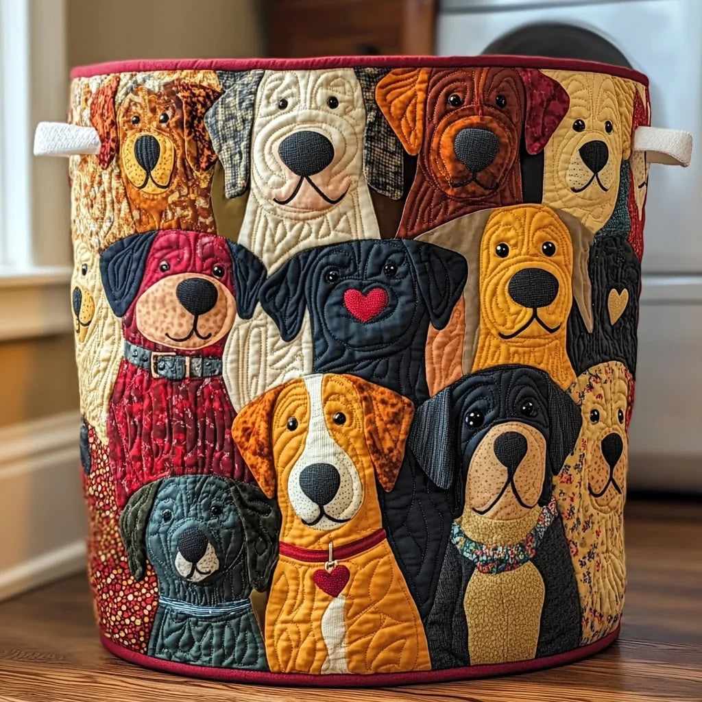 Chiots en Patchwork | Panier à Linge Matelassé