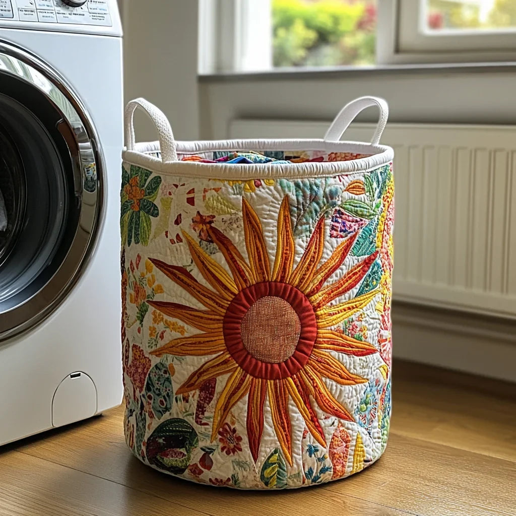 Soleil en Patchwork | Panier à Linge Matelassé