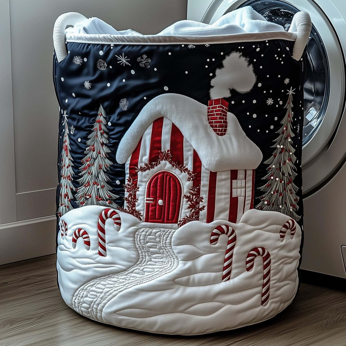 Allée Menthe Poivrée | Panier à Linge Matelassé