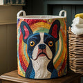 Boston Terrier Arc-en-ciel | Panier à Linge Matelassé