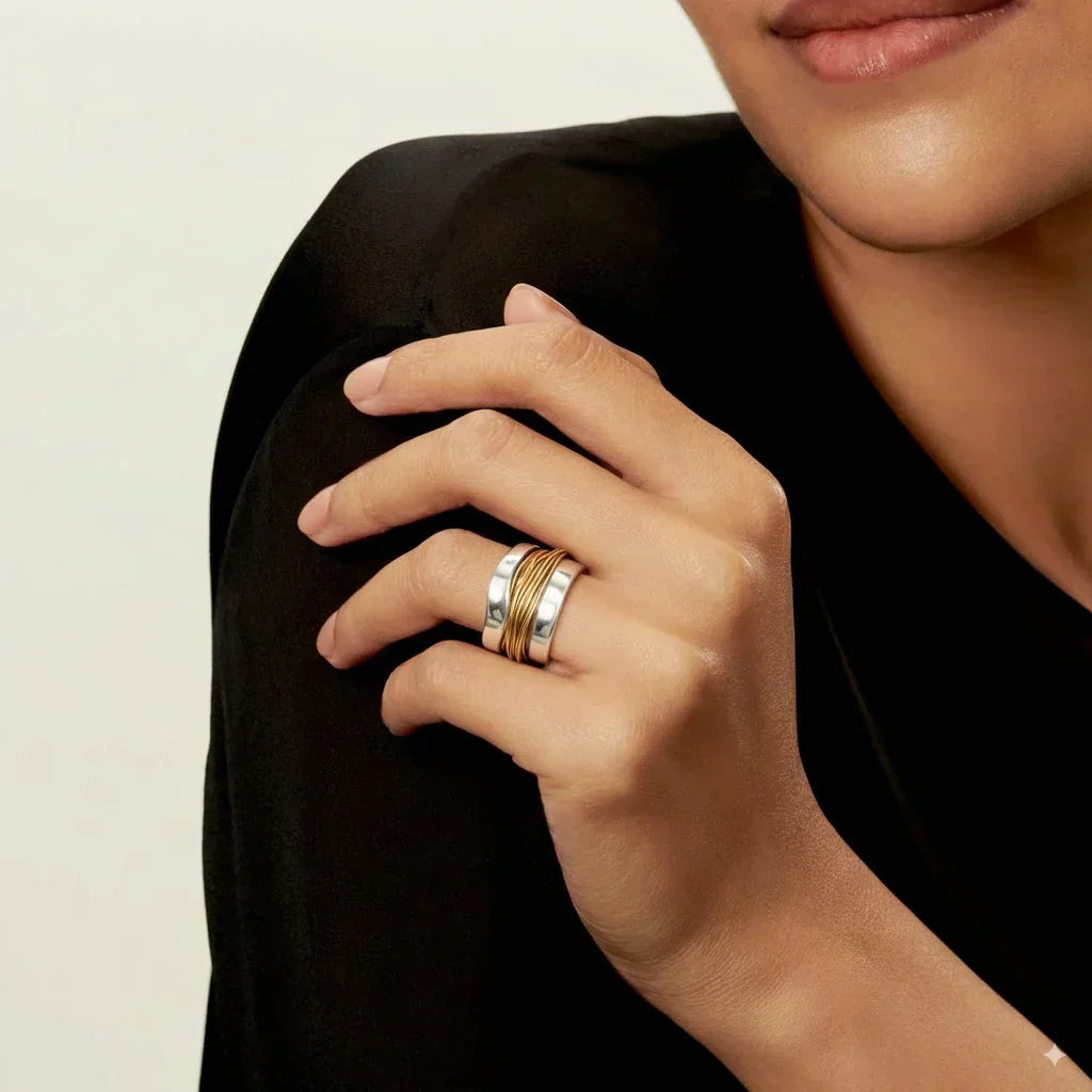Alix | Bague Argentée à Fil Doré