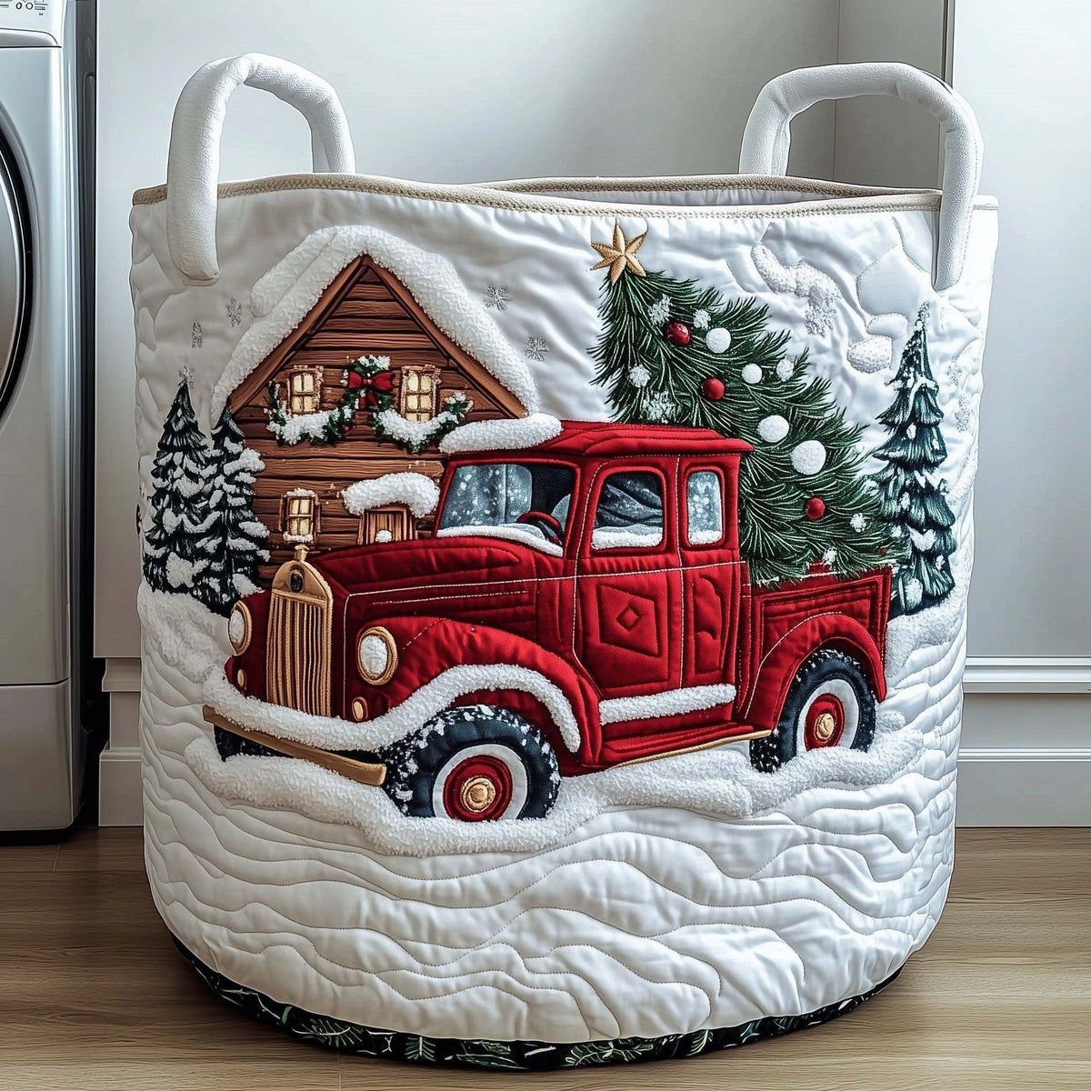 Pick-up de Noël Vintage | Panier à Linge Matelassé